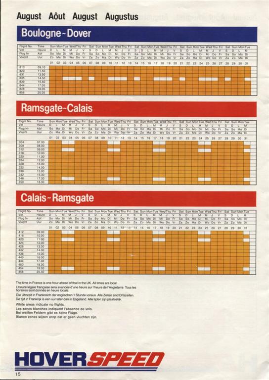 The Hoverspeed 1982 brochure, including timetables - August timetables (credit: Steven Charlesworth).